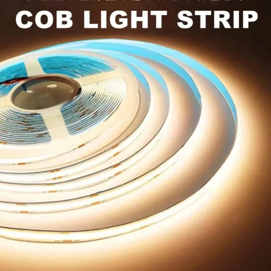 320LED 10 متر عكس الضوء LED COB قطاع تيار مستمر 12 فولت 24 فولت فوب أضواء لغرفة نوم ديكور عالية الكثافة لينة مرنة النيون الشريط ضوء مصباح #5