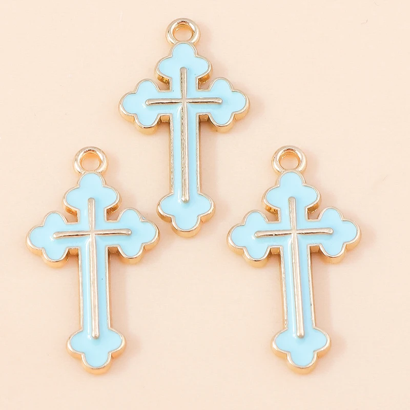 Leslie 10 Stück religiöse Kreuz-Charms-Anhänger für Halskette, Ohrringe, Gold, Silber, vergoldet, Charms, DIY-Schmuckherstellung – Detail 22