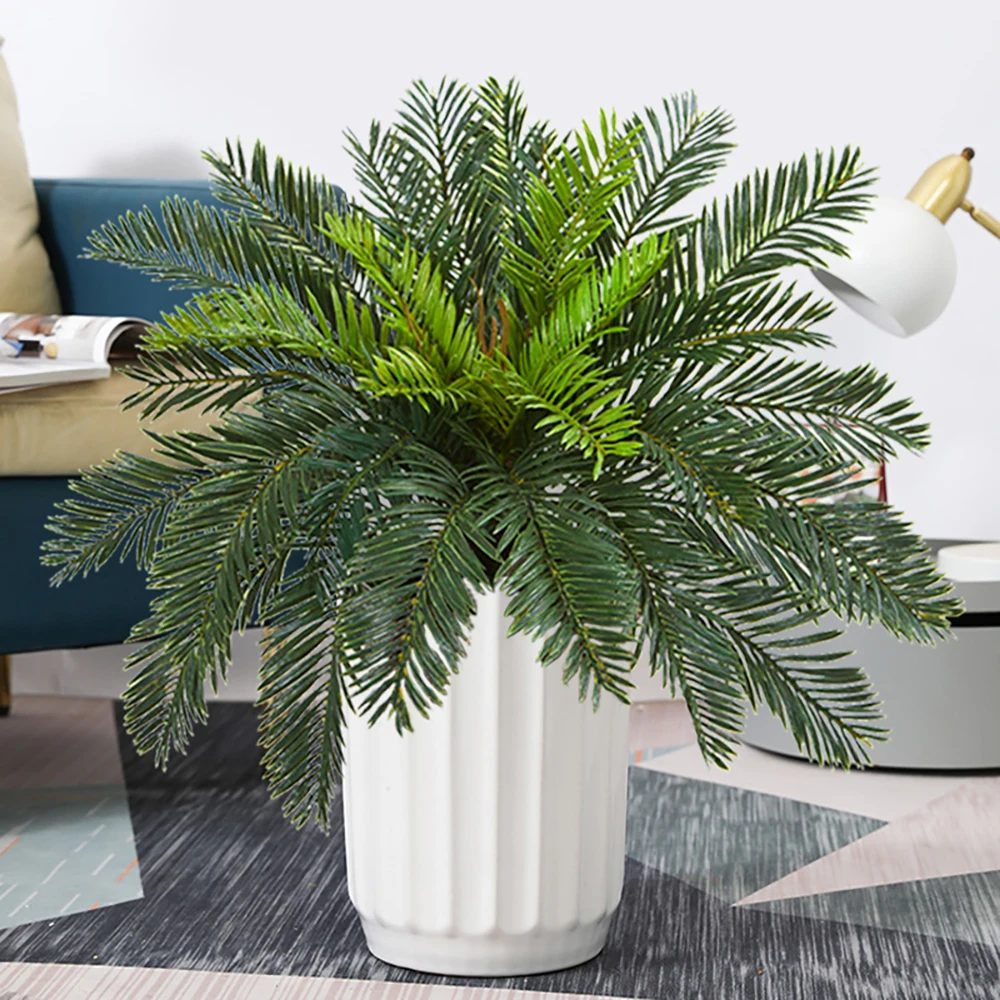 45 cm 21 Blätter Künstliche Palmpflanzen Gefälschte Kokosnussbaum Kunststoff Sago Cycas Blätter Tropische Outdoor-Pflanzen Für Hausgarten Dekor – Detail 2