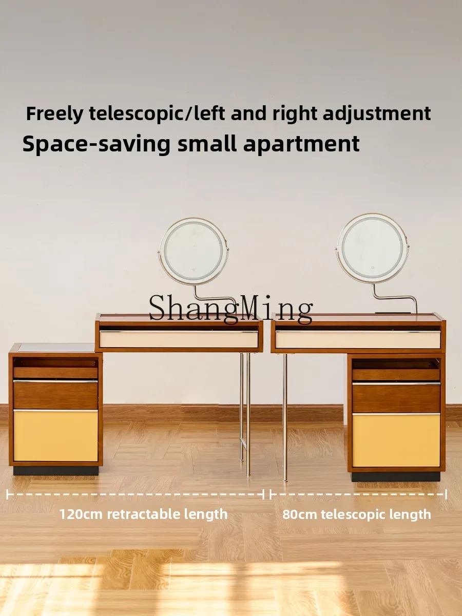 خزانة صدر من الخشب الصلب HJ، خزانة تخزين متكاملة لشقة صغيرة وغرفة نوم رئيسية وطاولة بجانب السرير العتيقة ومرآة طاولة مكياج #2