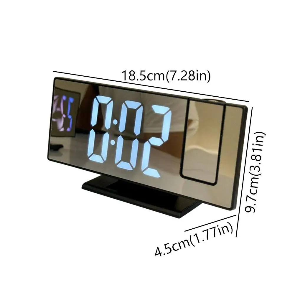 ساعة السقف مع ساعة درجة حرارة الوقت للمنزل LED منبه رقمي ساعة الإسقاط العارض عرض الخلفية غفوة #5