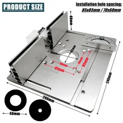 Aluminum Router Table Insert Plate W/ Miter Gauge for Woodworking Benches Table Saw Multifunctional Trimmer Engraving Machine