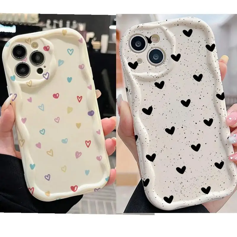 Case for  Huawei Honor 90 Lite 5G P30 Mate 30 40 Pro P40 Nova 9 SE 10 SE 11 5T 7 Pro Case Cover Soft Love Heart 3D Wavy Curved