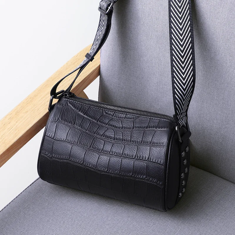 Bag Handbag Tote Women's Shoulder Y2k Crossbody New Genuine Leather Top Layer Cowhide Simplified Casual High-Capacity Retro Hand