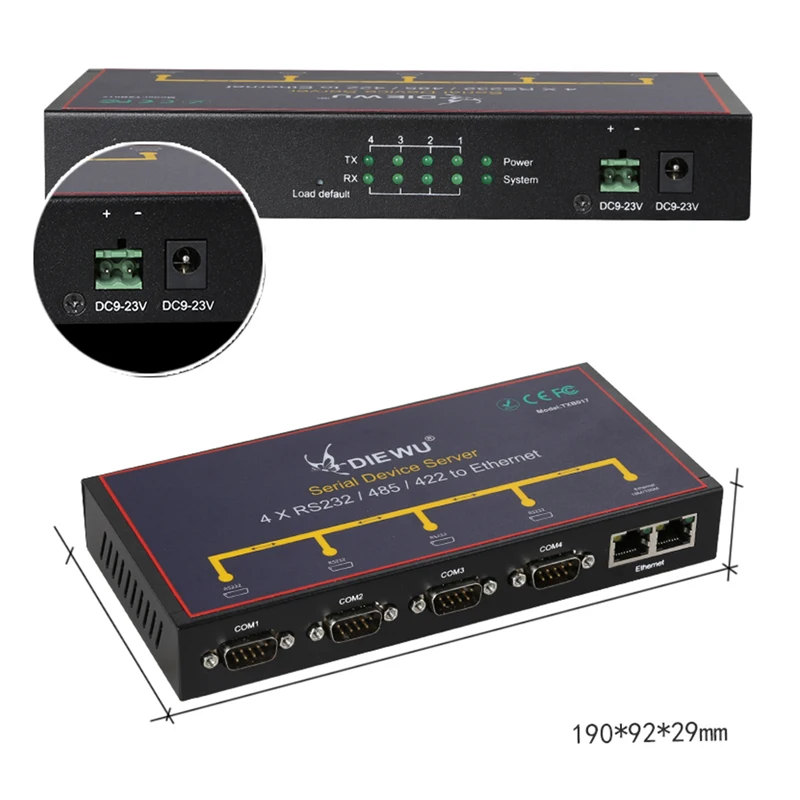 Ethernet to 4 Serial Server Ethernet Smart Switcher Serial RS232 RS485 RS422 to Ethernet Converter Serial Device Server 100Mbps
