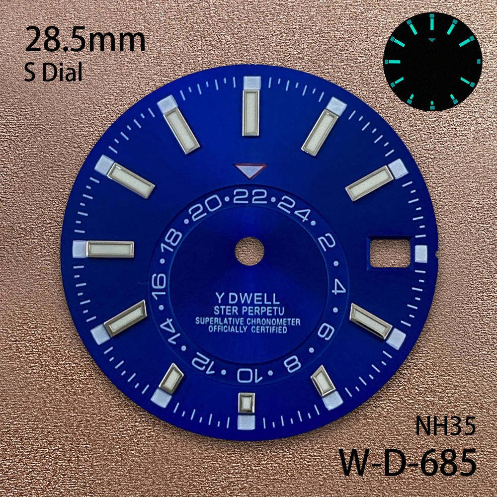 28.5mm S Logo Sunray Dial Suitable For NH35/36 Automatic Movement Green Luminous High-Quality Watch Modification Accessories