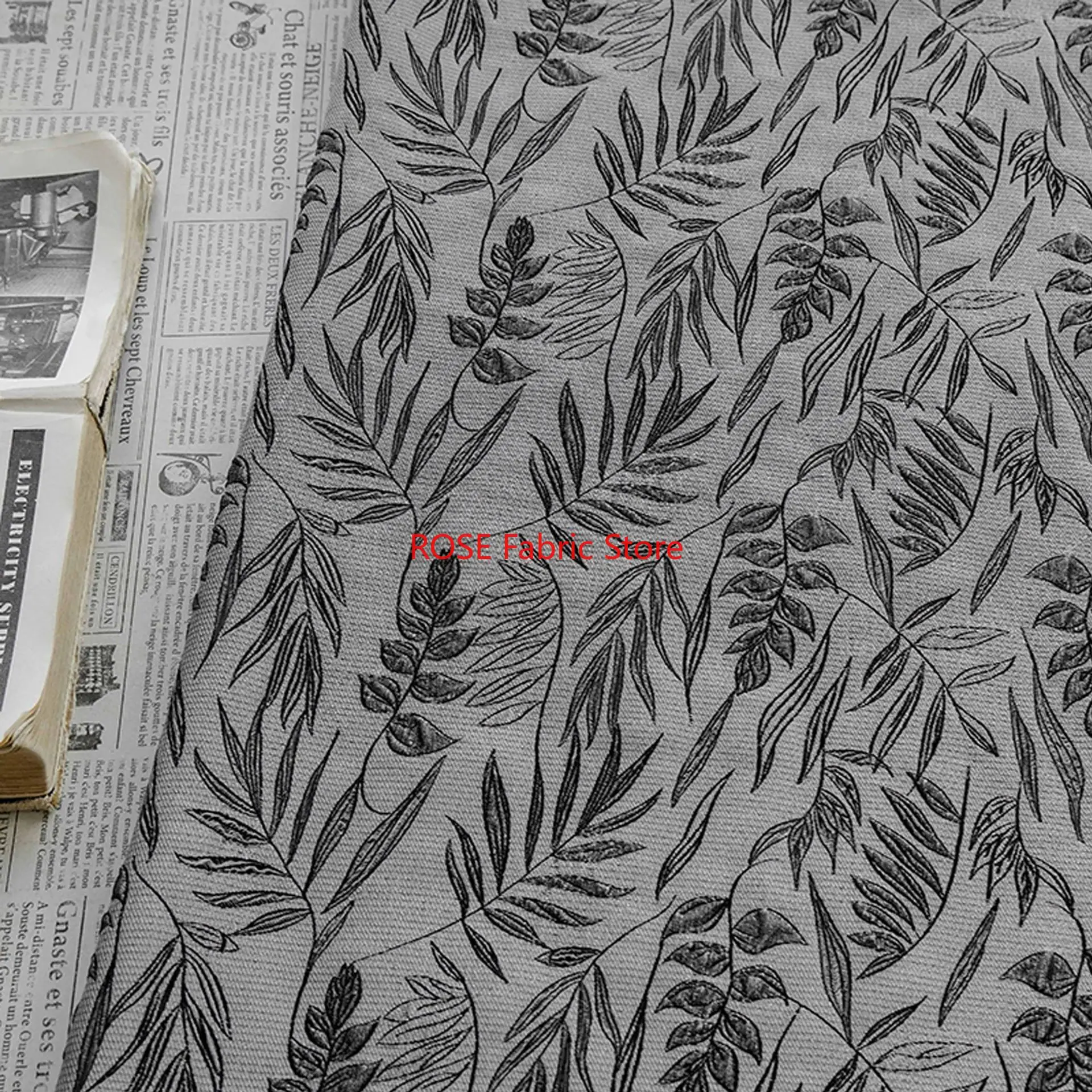 1 meter Simple Plant Relief Jacquard Fabric Retro Dress Suit Vest Pillow Cover Decorative Handmade Sewing Fabric