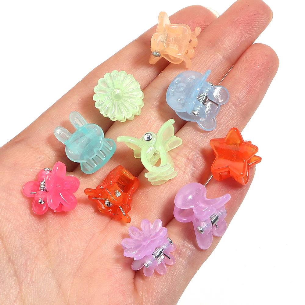 100 Stück Niedliche Y2K Haarspangen in Jelly-Farben, Blumen- und Herzform, Süße Haar-Accessoires für Kinder – Detail 5
