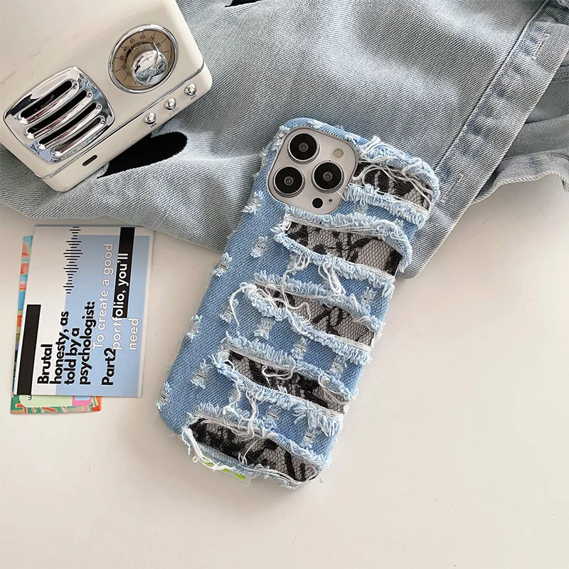 Lace Ripped Jeans Fabric Phone Case for iPhone 13 14 15 Pro Max PC Hard Case Distinctive Back Cover - AliExpress 202192403 Lace Ripped Jeans Fabric Phone Case for iPhone 13 14 15 Pro Max PC Hard Case Distinctive Back Cover - AliExpress 202192403