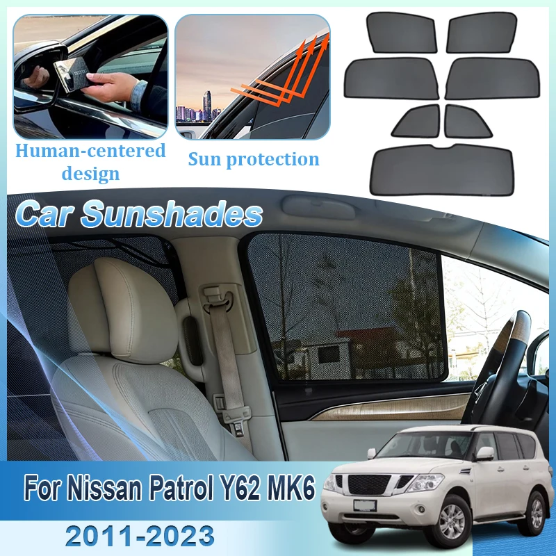 

Car Sun Shades For Nissan Patrol Y62 MK6 2011-2023 Sunshades Magnetic Heat Insulation Window Curtain Mesh Visor Auto Accessories