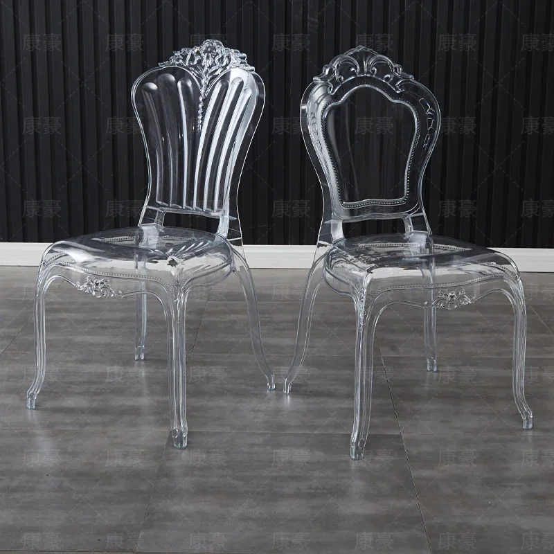 Internet celebrity crystal bamboo court chair plastic transparent acrylic wedding hall theme banquet hall wedding dining chair