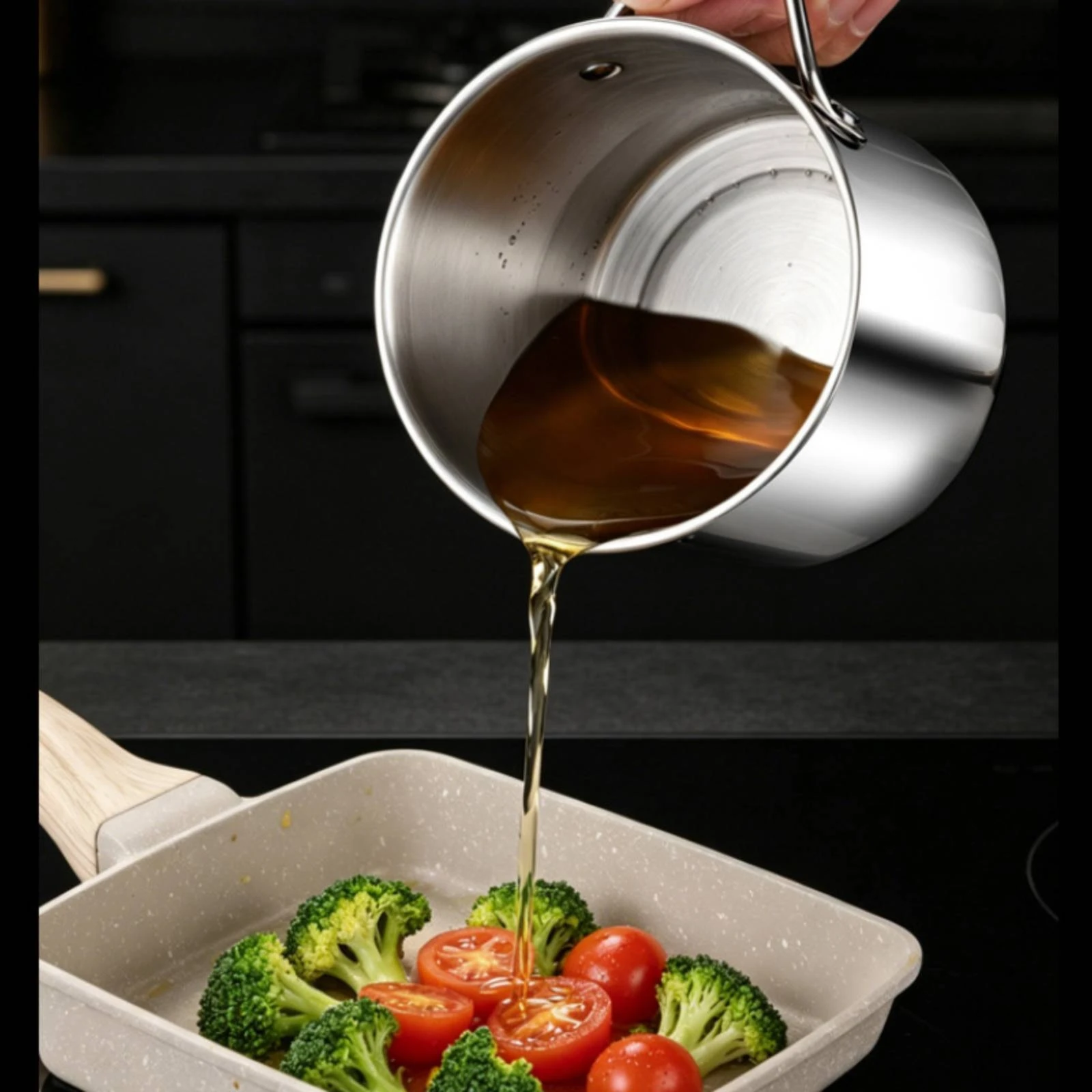 Oil Filter Pot Stainless Steel Cooking Oil Container with Strainer Grease Container with Strainer Pouring Lip Cookware view 3