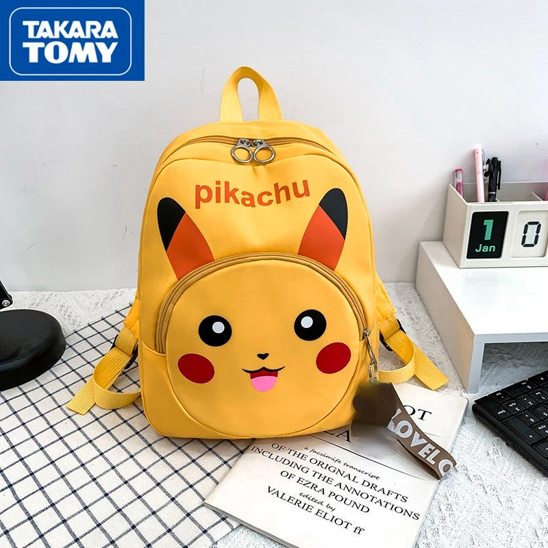 

TAKARA TOMY Cute Pikachu New Children's Leather Cartoon Printing Large Capacity Shoulder Bag Boys and Girls Light Backpack