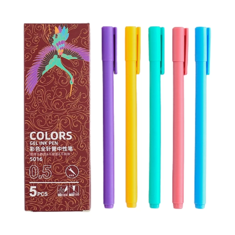 컬러 잉크 펜 세트 5 개 0.5mm, 스크랩북 애호가 아이를 위한 바늘 펜촉 선물