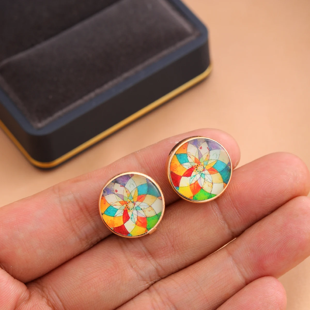 أزرار أكمام بغطاء قميص صغير بطبعة فلورا