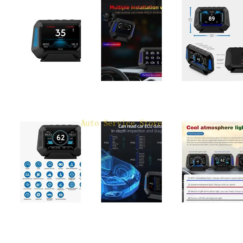 462A Car HUD HeadUp-Display Speedometer Overspeed Alarm Reminder Warning Acceleration