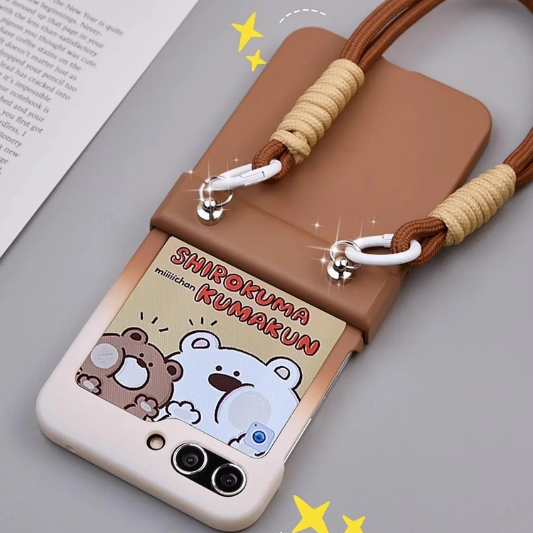 

Портативный веревочный чехол с градиентом белого и коричневого цвета для Samsung Galaxy ZFlip 7 6 5 4 3 для Moto Razr 60 50 Ultra Razr 2025 2024 Cover