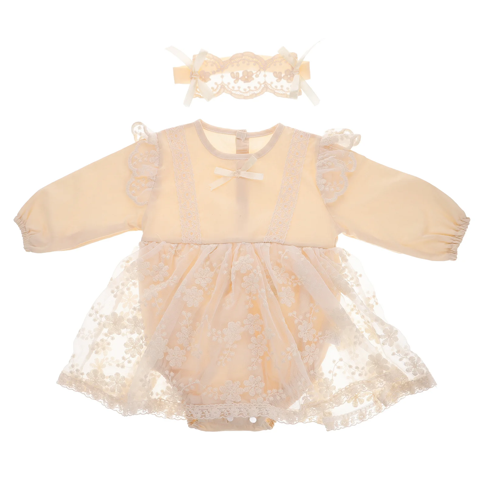 

Baby Romper Long Sleeve Cotton Lace Jumpsuit Zipper Closure Soft Breathable Outfit For Spring Newborn Toddler Girls Baptism