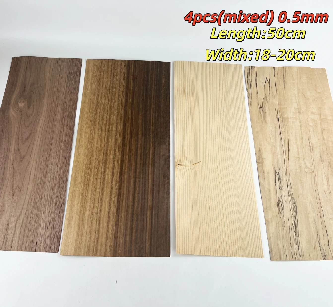 4pcs(mixed) Natural Ebony White Sandalwood Black Walnut Smoked Veneer  DIY Car Guitar Head Decorative Veneer