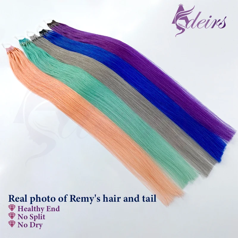 Extensiones de cabello ADEIRS Color doble palo I Tip 100% extensiones de cabello de fusión humana Real Color púrpura azul rosa gris 20 pulgadas