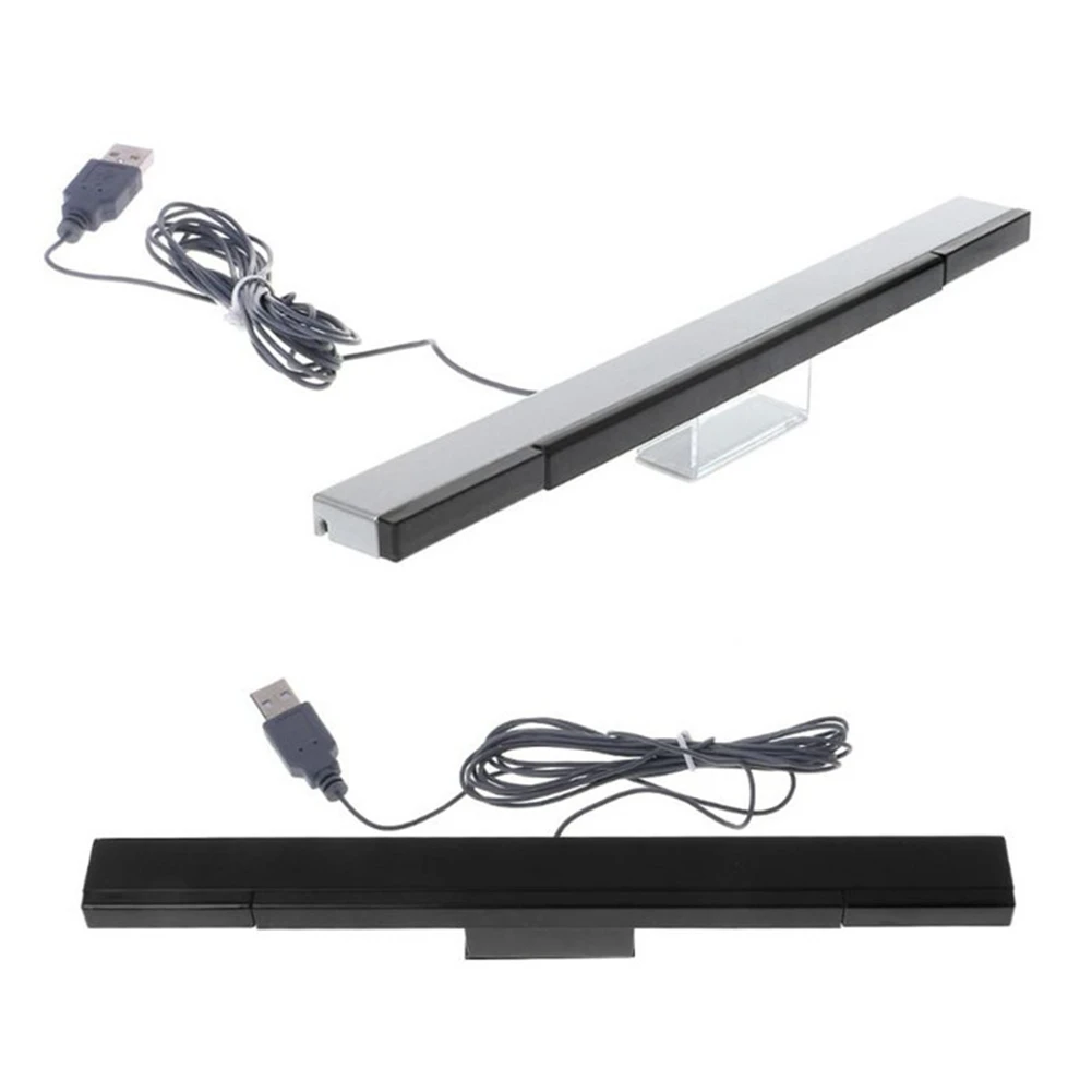 Barra de Sensor de movimiento con cable USB para WII, reemplazo de rayos infrarrojos IR, receptor de señal para sistema Wii con soporte, negro