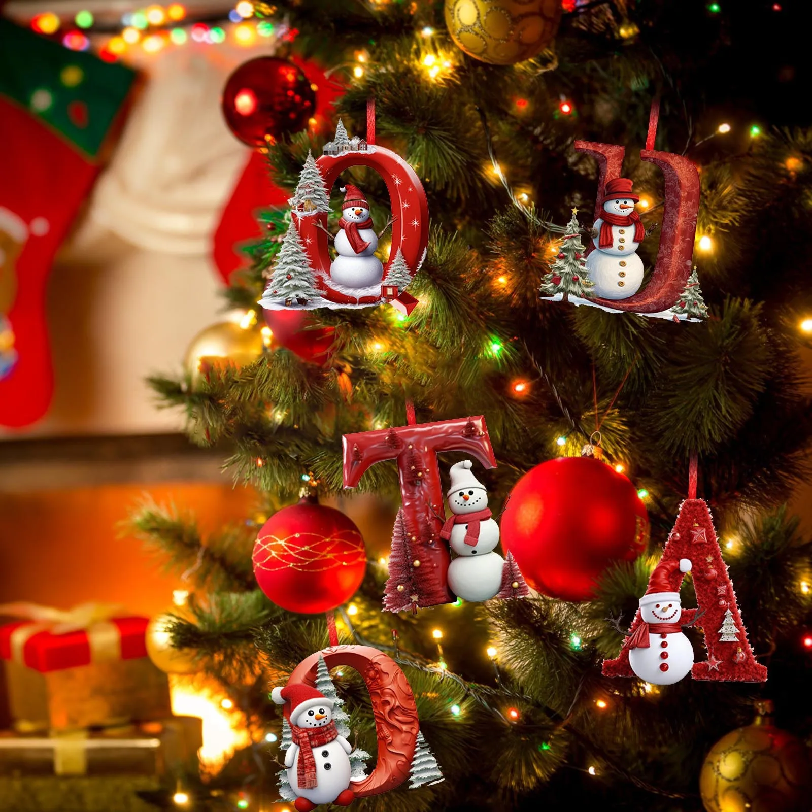 Weihnachtsbaum-Dekor, Buchstaben-Anhänger, Acryl, A-Z, 26 Buchstaben, Zuhause, Urlaub, Anhänger, Weihnachtsschmuck, Navidad, Natal, Neujahr 2025,