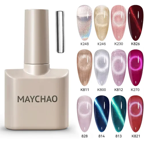 Imagen 1 del producto MAYCHAO-esmalte de uñas en Gel con forma de ojo de gato, 12ML, con imán, holográfico, magnético, arcoíris, para decoración de uñas, manicura DIY