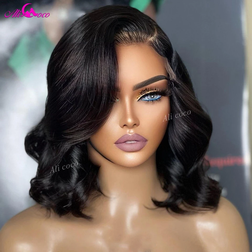 P1B 27 Blonde Body Wave Bob Wigs Human Hair Wig 13x4 Lace Front Wig 180 Density Transparent Lace Frontal Short Bob Wig For Women