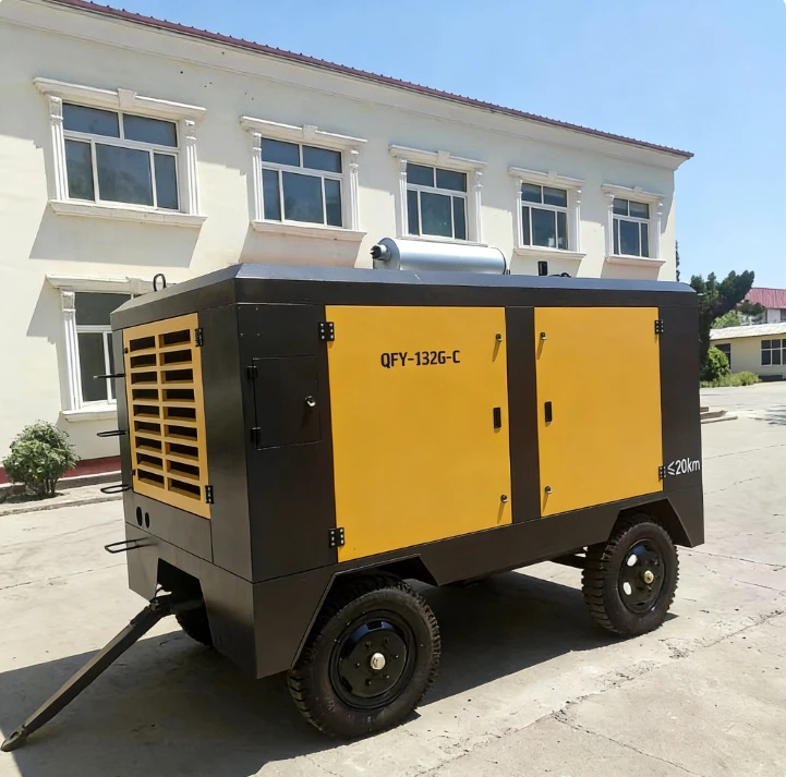 Portable Air Compressor Industrial High Pressure Diesel Screw Air Compressor Towable Mobile System For Rock Breaker