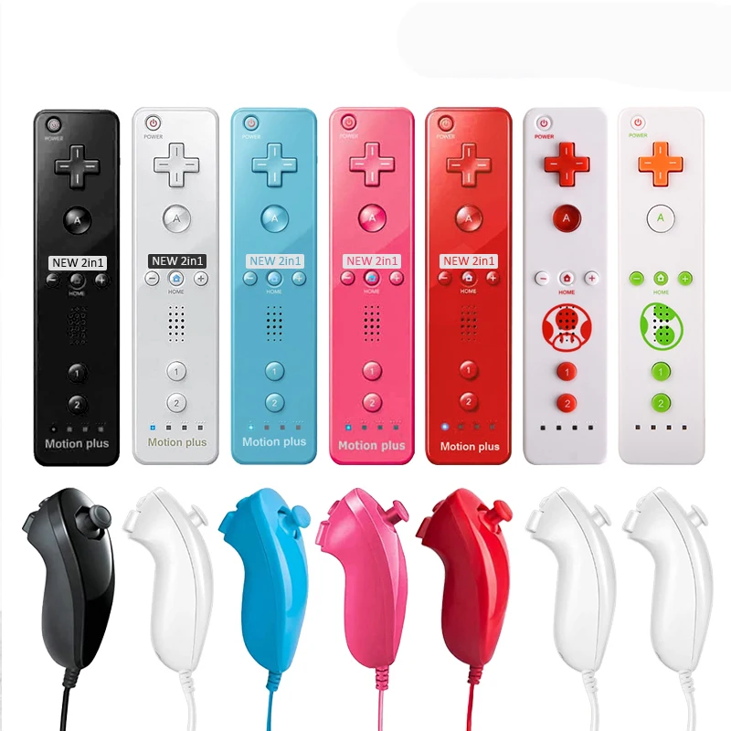 2PCS Remote Controller with Motion Plus For Nintendo Wii Nunchuck Wireless Gamepad For Nintend Wii Console Joystick Joypad