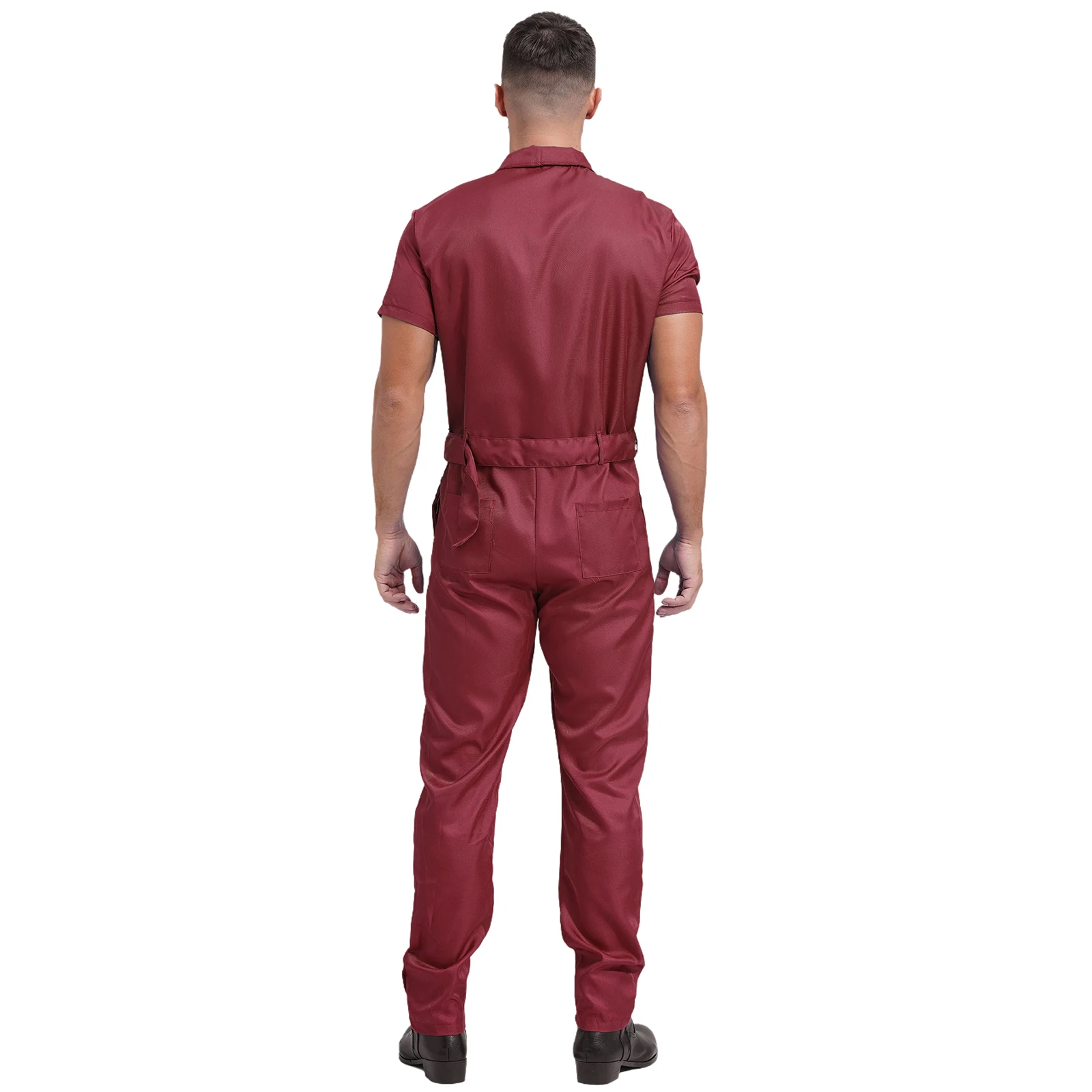 Mens Short Sleeve Work Overalls Resistant Coverall Front Zipper Mechanics Workwear Jumpsuits Dungarees Working Uniform Rompers