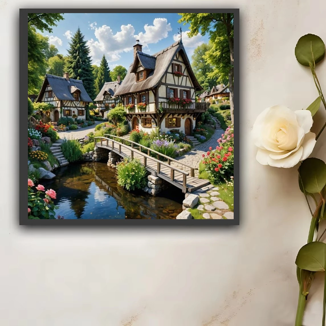 European Fairytale Village Scenery Jigsaw Puzzles 500PCS/1024 PCS Modern Wall Decor for Living Room Bedroom Gift No Frame