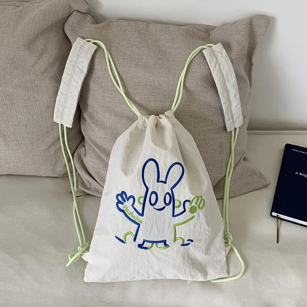 

Large Capacity Cartoon Pattern Backpack Solid Color Lightweight Fitness Shoulder Bag Badminton Tote Bag Drawstring Fitness Bag