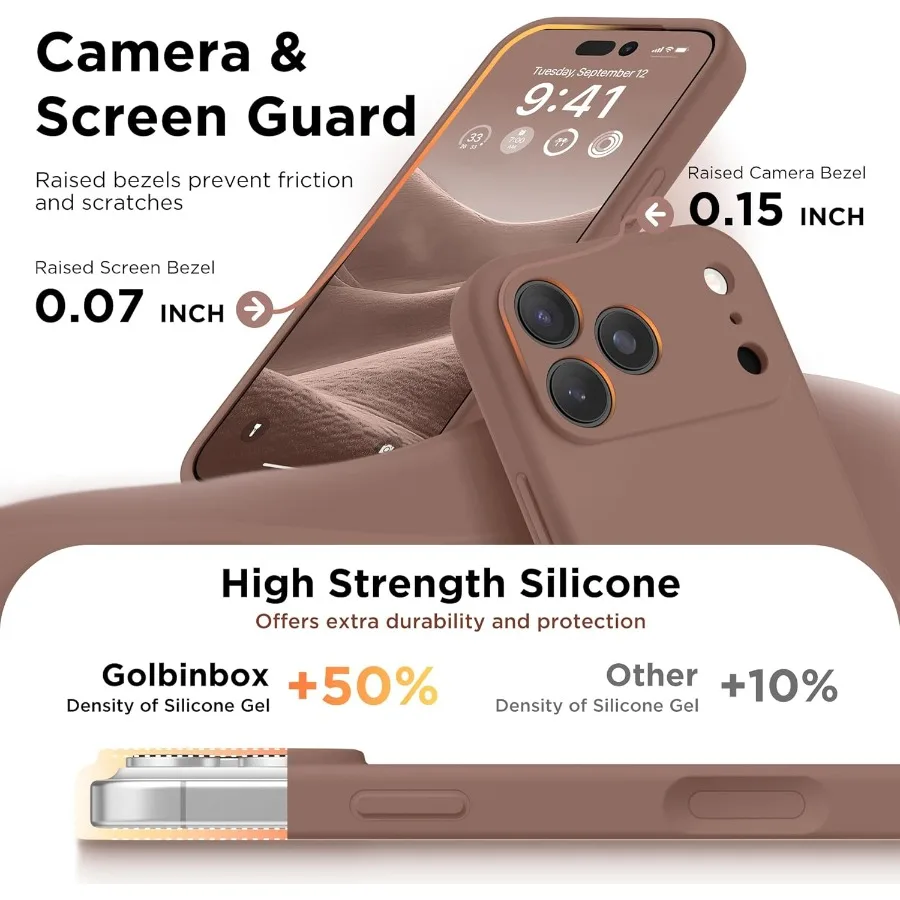 Custodia per telefono magnetica marrone per iPhone 17 Pro con compatibilità MagSafe Protezione completa per fotocamera e protezione per lo schermo in silicone