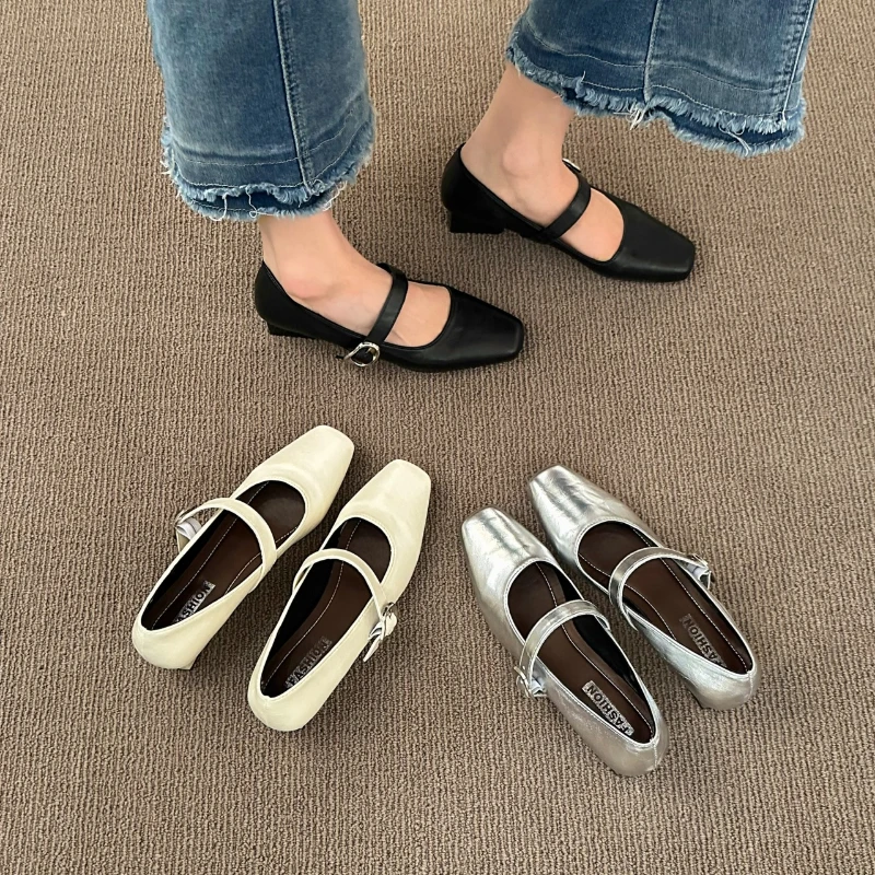 

2025 НОВЫЕ модные новые туфли на высоком каблуке с острым носком, летние пикантные элегантные повседневные женские туфли на низком каблуке с пряжкой