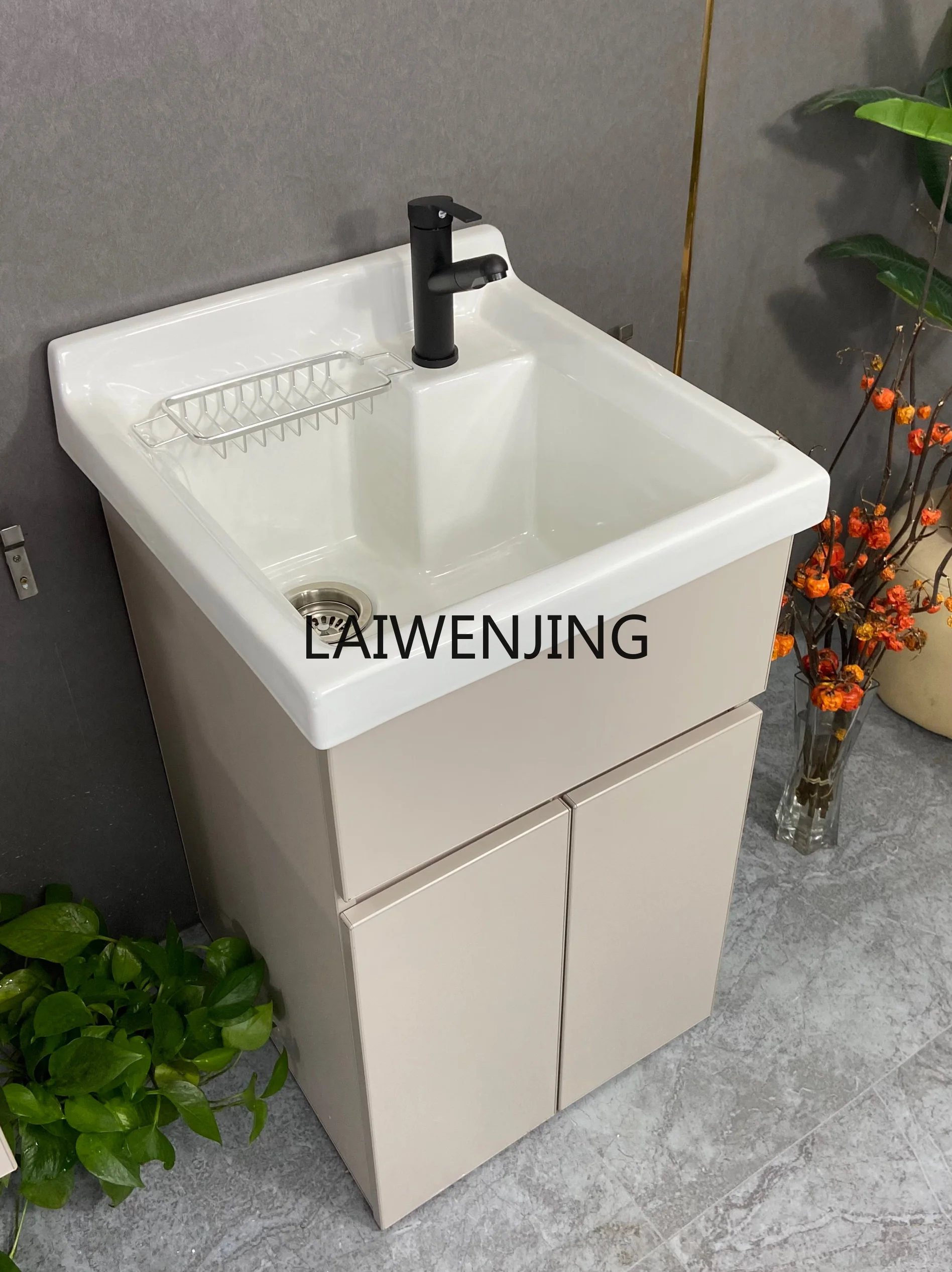 

SGF Aluminum Honeycomb Waterproof Balcony Cabinet Super Deep Ceramic Laundry Basin Cabinet