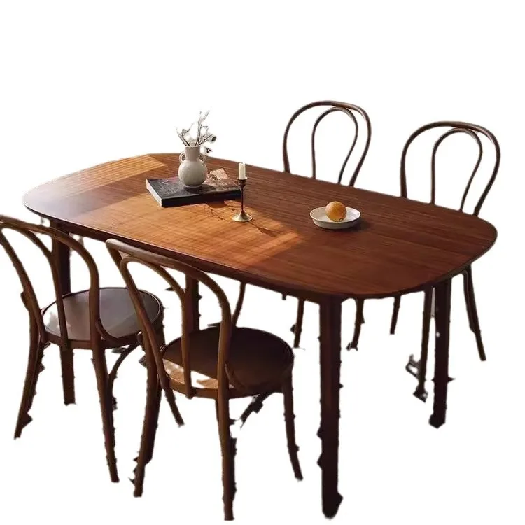 

Скандинавский обеденный стол и стул из цельного дерева, сочетание средневековой домашней маленькой квартиры