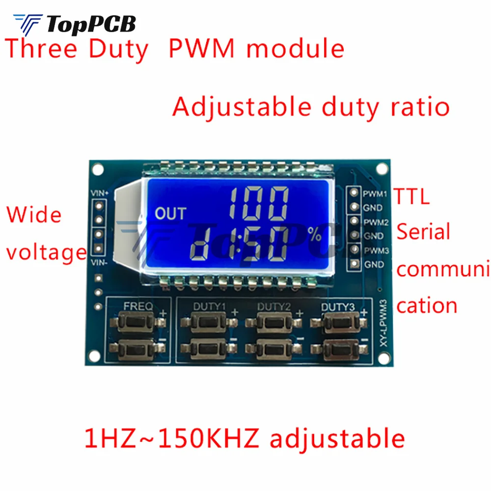 3 Channel LCD Backlight Digital Signal Generator Square Wave PWM Pulse Frequency Duty Ratio Adjustable Module 1Hz-150Khz