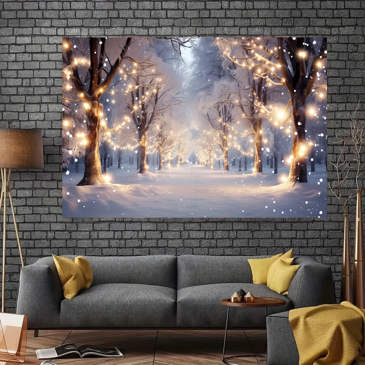Winter Scene Background Wonderland Snowflake Photography Flash Snow Forest Christmas Party Decoration