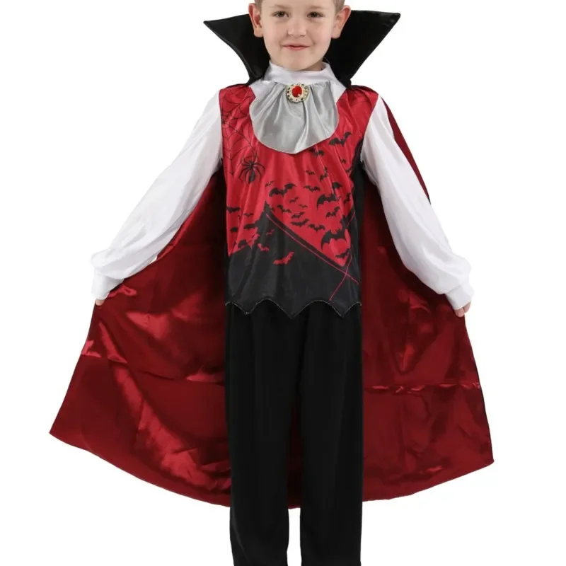 Kids Child Vampire Costume Count Dracula Cosplay Boys Vampiress for Girls Purim Halloween Party Fantasia Dress Up Funny Horror