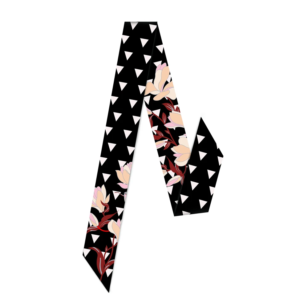 Geometric Flower Design Hair Scarf Fashion Women Headband Brand Silk Scarf Fashion Bag Scarves Wrist Towel Foulard Neckerchief