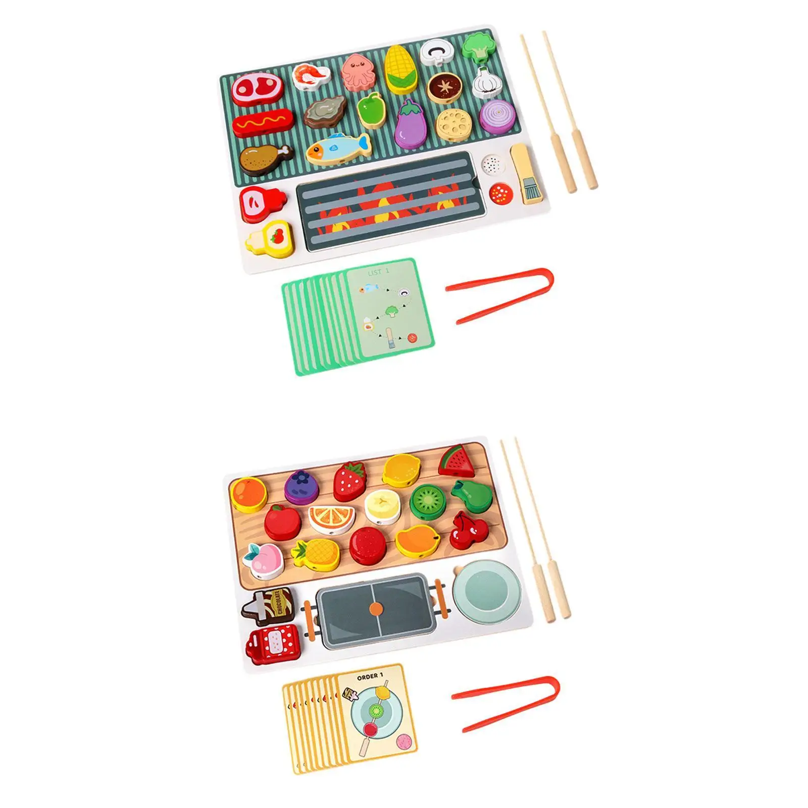 Set da gioco per alimenti in legno, strumenti di cottura per bambini che imparano e lo sviluppo