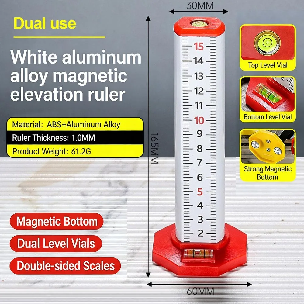 High Precision Level Ruler Magnetic Aluminum Alloy Tile Leveling Tool Level Bubble Dual Use Magnetic Ruler Ceiling Work