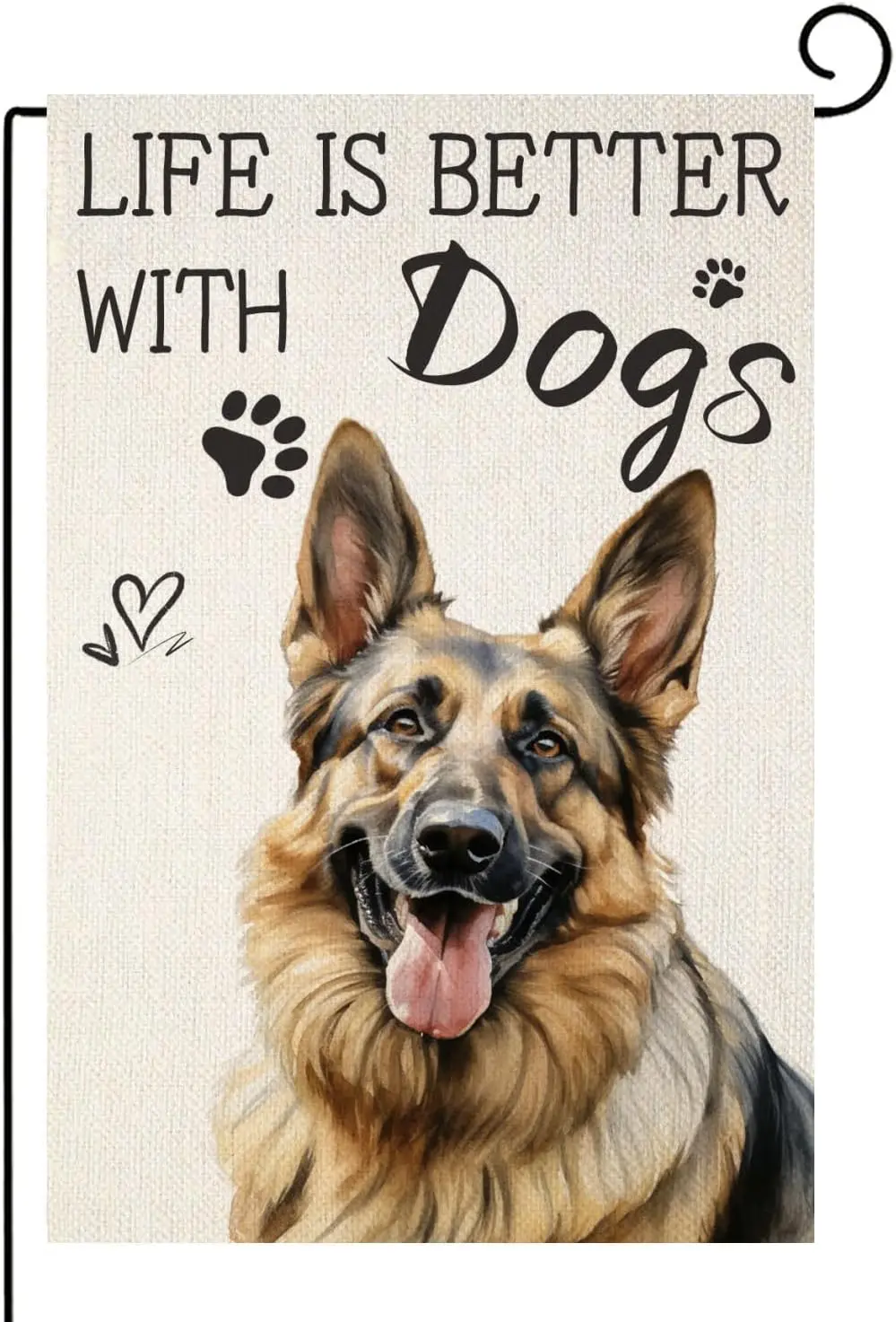 Life is Better With Dogs German Shepherd Garden Flag 12x18 Inch Double Sided Outside, Pet Farmhouse Yard Outdoor Decoration( jjp