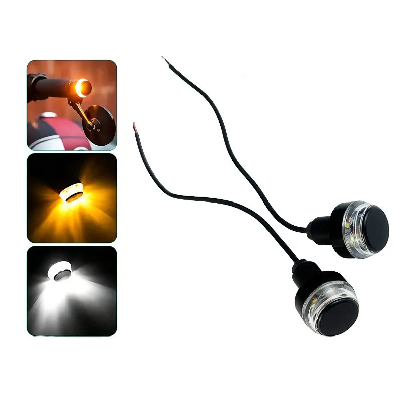 Motorcycle LED Modified Turn Signal Handle Light BWQ-066 with Light Plug, Always on White Light, Turn Signal Yellow Light