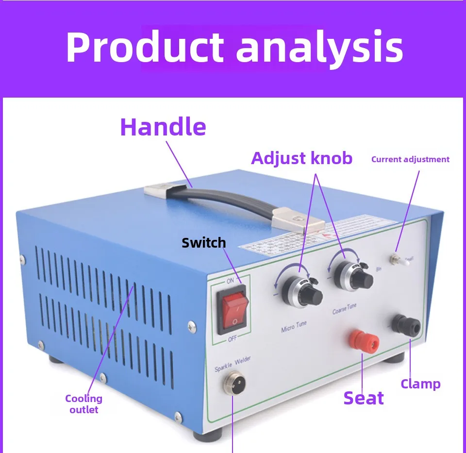 Soldadura por puntos de pulso 80A, soldador por puntos de pulso manual, máquina de soldadura por puntos, procesamiento de joyas de oro y plata