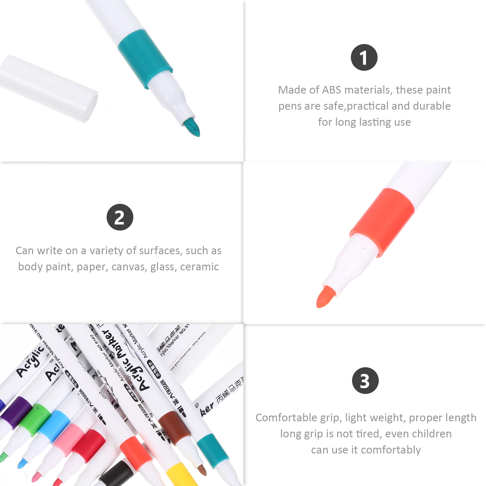 Rotuladores de pintura de Material plástico seguro, 12 Uds., para arte de roca, manualidades, dibujo, marcadores de grafiti, bolígrafo de pintura