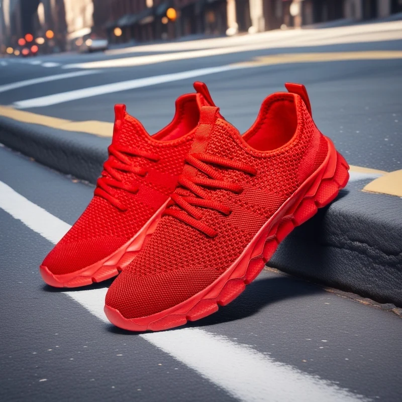 

Red Running Sneakers For Men Women Big Size 48 Outdoor Knit Casual Men's Sports Shoes Breathable Non-slip Women's Walking Shoes