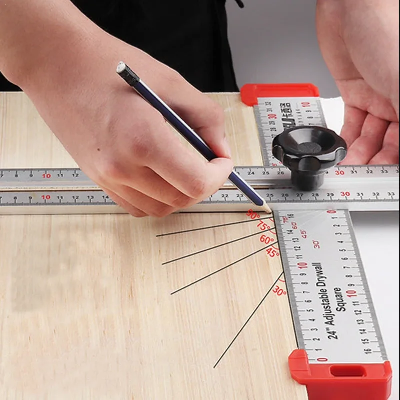 Movable Square Woodworking Combinação Régua de Ângulo Alta Precisão Grande Marcação 90 Graus 45 Graus