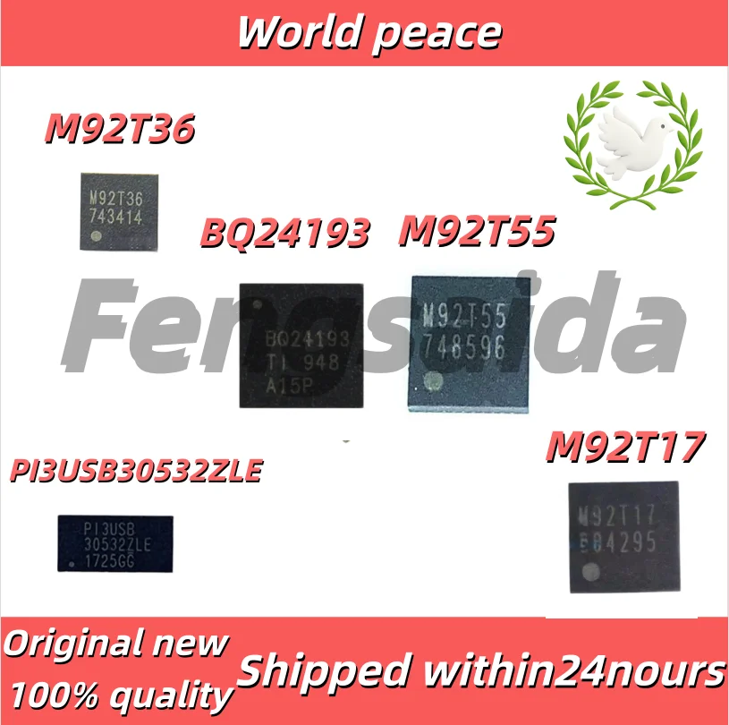 1-10/PCS New Original M92T36 BQ24193RGER BQ24193M92T17 M92T55 PI3USB PI3USB30532ZLE QFN SWITCH Charging Management chip In Stock